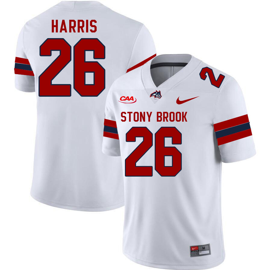 Stony Brook Seawolves #26 Dylan Harris College Football Jerseys Stitched Sale-White
